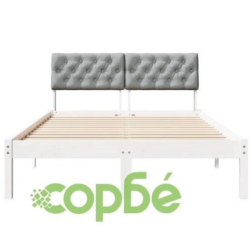 Легло с табла от борово дърво бял и светлосив 120x200 см ➤ топ цена ➤ sorbe.bg