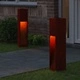 Соларна LED градинска лампа от кортен стомана, 2 бр., топло бяло, 18 x 18 x 80 см