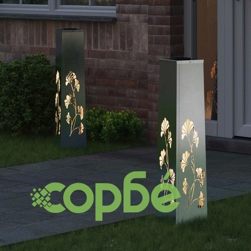 Соларна LED лампа за пътека, неръждаема стомана, 2 бр., 18 x 18 x 80 см, топло бяло ➤ топ цена ➤ sorbe.bg