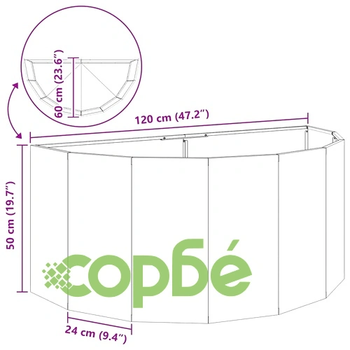 Кашпа от неръждаема стомана сребриста 120x60x50 см ➤ топ цена ➤ sorbe.bg