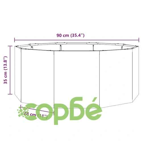 Кашпа за градина Сребриста 90 x 90 x 35 см от неръждаема стомана ➤ топ цена ➤ sorbe.bg