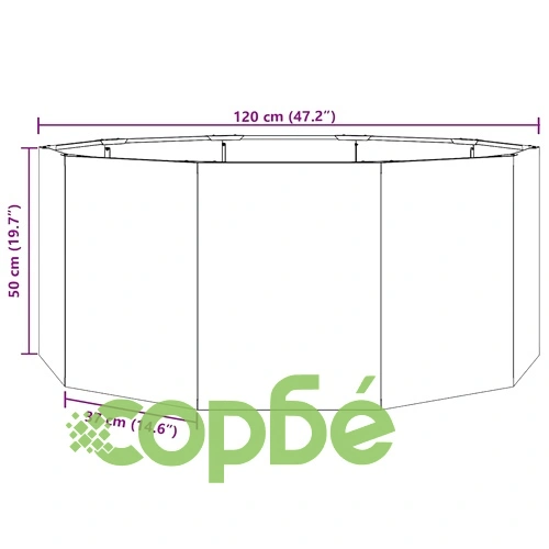 Кашпа от неръждаема стомана сребриста 120x120x50 см за градина ➤ топ цена ➤ sorbe.bg