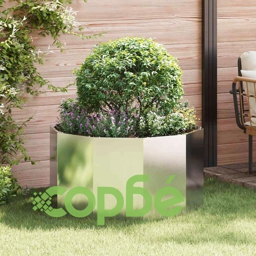 Градинска кашпа от неръждаема стомана 90x90x50 см - сребриста ➤ топ цена ➤ sorbe.bg