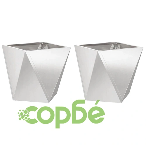 Кашпи от неръждаема стомана 2 броя сребристи 40x40x40 см ➤ топ цена ➤ sorbe.bg
