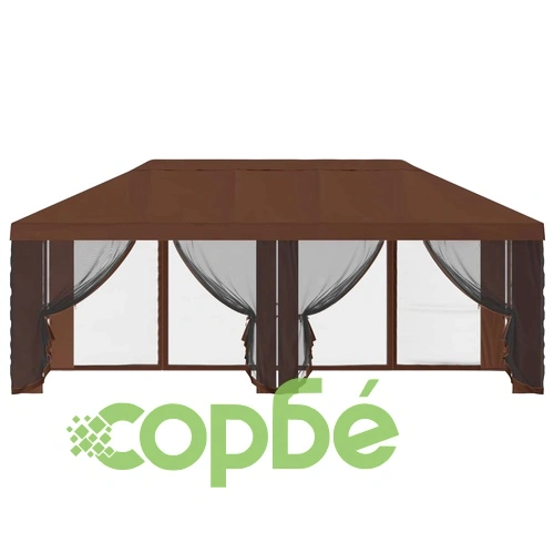 Покривало за беседка със стени 600,5 x 300,5 см - кафяво, полиестер ➤ топ цена ➤ sorbe.bg
