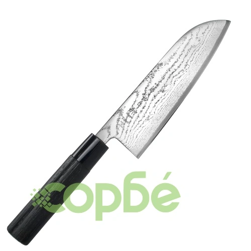 Кухненски нож Tojiro Shippu Black DP Damascus Santoku Knife 165мм FD-1597 - VG10 - ламинат 63 пласта ➤ топ цена ➤ sorbe.bg