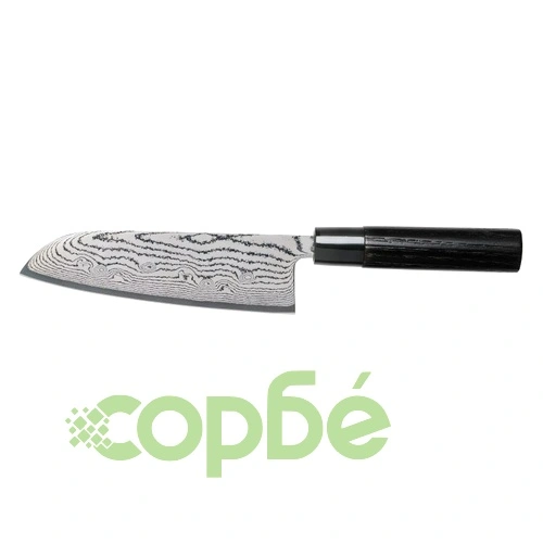 Кухненски нож Tojiro Shippu Black DP Damascus Santoku Knife 165мм FD-1597 - VG10 - ламинат 63 пласта ➤ топ цена ➤ sorbe.bg