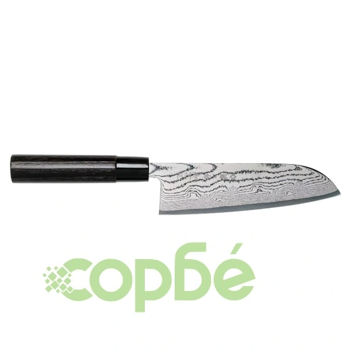 Кухненски нож Tojiro Shippu Black DP Damascus Santoku Knife 165мм FD-1597 - VG10 - ламинат 63 пласта ➤ топ цена ➤ sorbe.bg