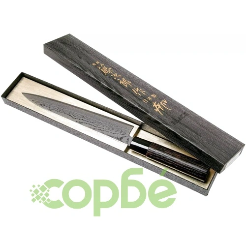 Кухненски нож Tojiro Shippu Black DP Damascus Carving Knife 210мм FD-1599 - VG10 - ламинат 63 пласта ➤ топ цена ➤ sorbe.bg