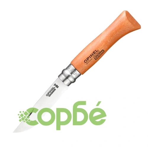 Сгъваем нож Opinel №8 Carbon, острие 8.5 см + кожена кания ➤ топ цена ➤ sorbe.bg