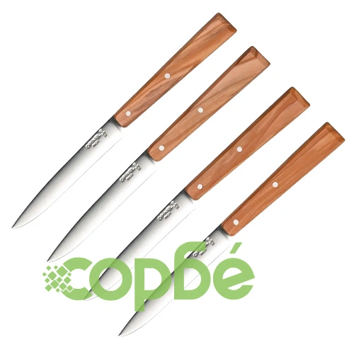 Комплект от 4 бр. ножове за пържоли Opinel №125 - Bon Appetit, с дръжка от маслиново дърво ➤ топ цена ➤ sorbe.bg