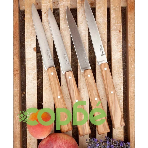 Комплект от 4 бр. ножове за пържоли Opinel №125 - Bon Appetit, с дръжка от маслиново дърво ➤ топ цена ➤ sorbe.bg