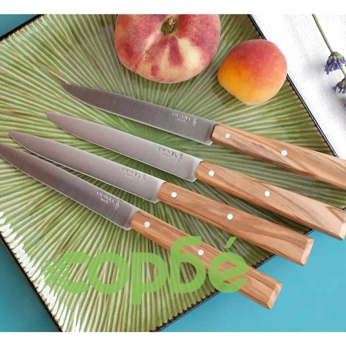 Комплект от 4 бр. ножове за пържоли Opinel №125 - Bon Appetit, с дръжка от маслиново дърво ➤ топ цена ➤ sorbe.bg