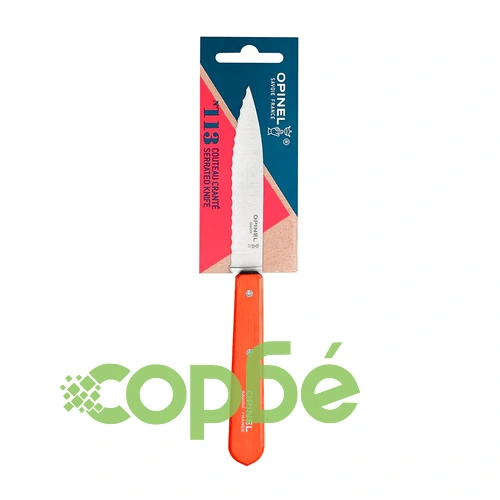 Кухненски нож Opinel Les Essentiels №113, с 10 см назъбено острие, оранжев ➤ топ цена ➤ sorbe.bg