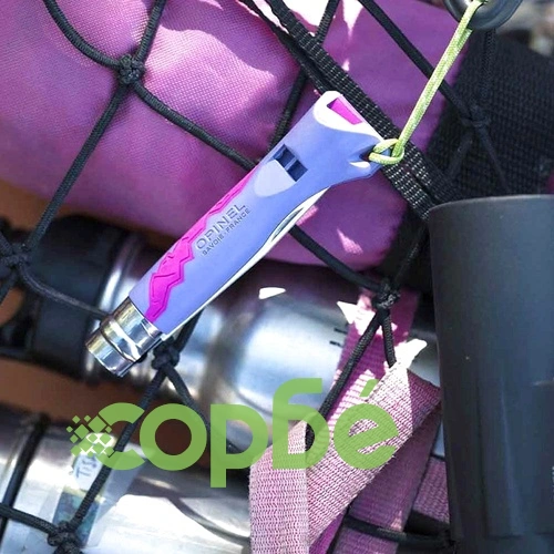 Детски сгъваем нож Opinel №7 Outdoor Junior Purple, острие 8 см, SOS свирка ➤ топ цена ➤ sorbe.bg