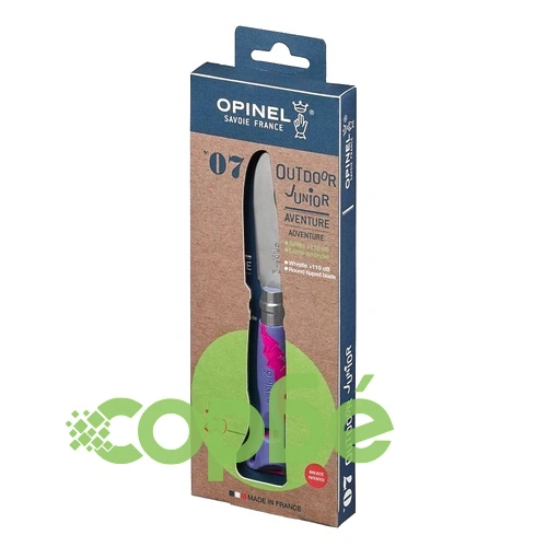 Детски сгъваем нож Opinel №7 Outdoor Junior Purple, острие 8 см, SOS свирка ➤ топ цена ➤ sorbe.bg