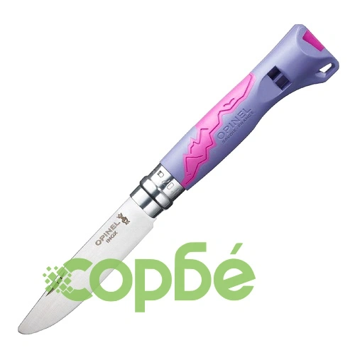 Детски сгъваем нож Opinel №7 Outdoor Junior Purple, острие 8 см, SOS свирка ➤ топ цена ➤ sorbe.bg