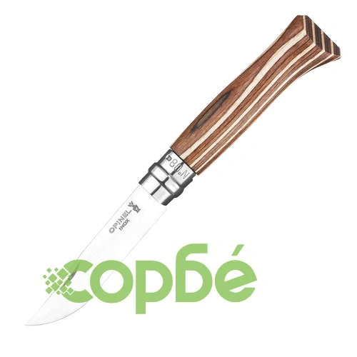 Сгъваем нож Opinel №8 Brown Laminated Birch, острие 8.5 см ➤ топ цена ➤ sorbe.bg