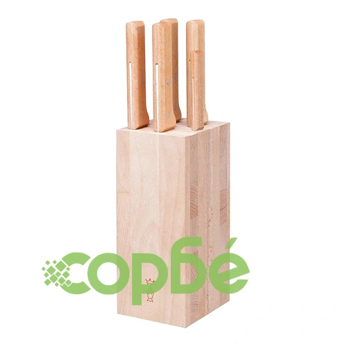 Комплект 5 кухненски ножа Opinel Parallele - Bread, с дървена стойка ➤ топ цена ➤ sorbe.bg