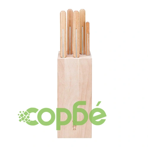 Комплект 5 кухненски ножа Opinel Parallele - Bread, с дървена стойка ➤ топ цена ➤ sorbe.bg