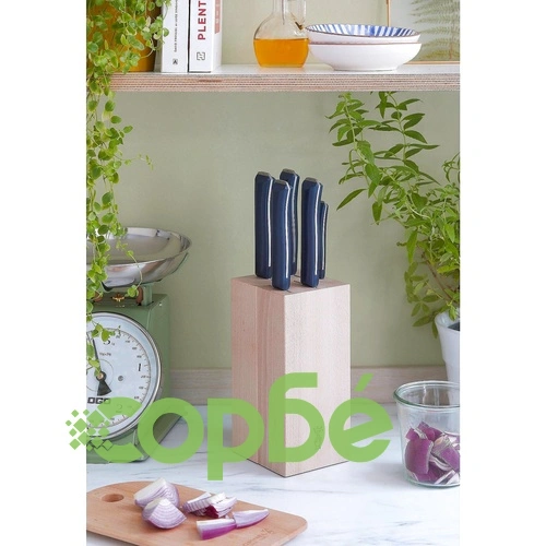Комплект 5 кухненски ножа Opinel Intempora с дървена стойка ➤ топ цена ➤ sorbe.bg