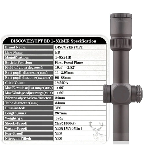 Оптика Discovery Optics ED-AR 1-8x24IR FPP ➤ топ цена ➤ sorbe.bg