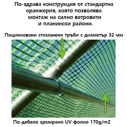 Оранжерия Tunnel Pro Premium с 2 врати 4х3х2м с армиран найлон (12 кв.м.) ➤ топ цена ➤ sorbe.bg