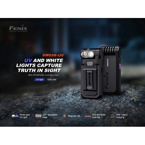 Фенер Fenix SW05R-UV - черен ➤ топ цена ➤ sorbe.bg