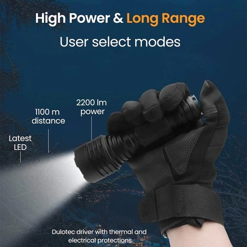 Фенер Dulotec Convoy C8+MAX, до 2200 лумена до 1100 метра, SFT25R диод с батерия и зарядно ➤ топ цена ➤ sorbe.bg
