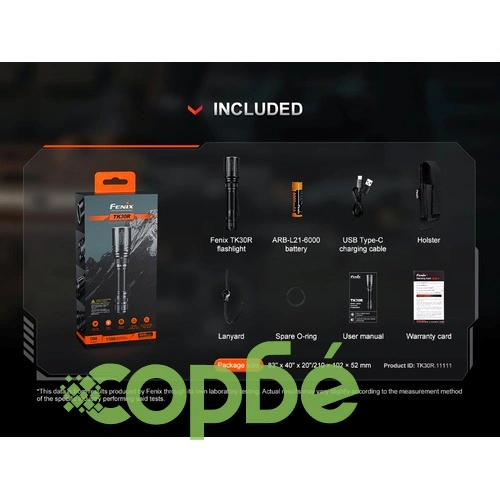 Фенер Fenix TK30R, 1500 м далекобойност, бял лазер, компактен размер  ➤ топ цена ➤ sorbe.bg