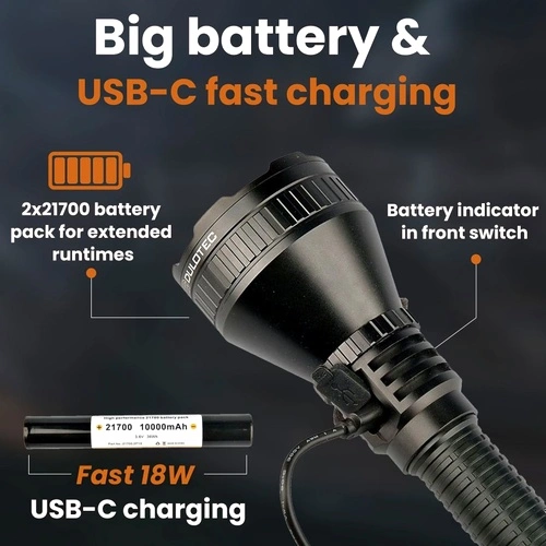 Мощен далекобоен фенер Dulotec Tracker 1300 - до 6500 лумена, до 1300 метра ➤ топ цена ➤ sorbe.bg