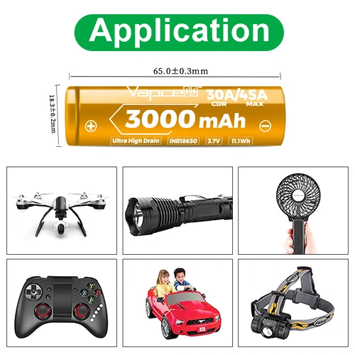 Батерия ултра високоразрядна Vapcell 18650 U30 3000mAh 30A ➤ топ цена ➤ sorbe.bg