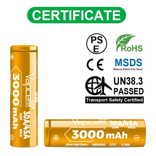 Батерия ултра високоразрядна Vapcell 18650 U30 3000mAh 30A ➤ топ цена ➤ sorbe.bg