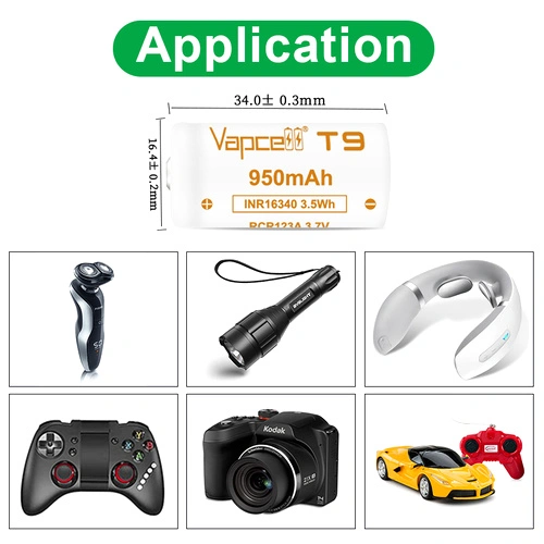 Батерия Vapcell 16340 T9 950mАh 3A ➤ топ цена ➤ sorbe.bg