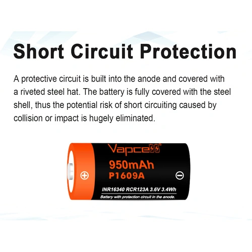 Батерия Vapcell 16340 P1609A 950mAh 3A ➤ топ цена ➤ sorbe.bg