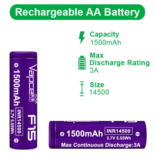 Батерия Vapcell 14500 F15 1500mAh 3A ➤ топ цена ➤ sorbe.bg