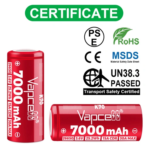 Батерия Vapcell 26650 K70 7000mAh 30A ➤ топ цена ➤ sorbe.bg