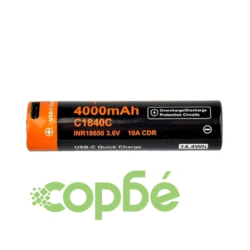 Батерия Vapcell Dulotec 18650 4000mAh 10A - C1840C със защита и USB-C зареждане ➤ топ цена ➤ sorbe.bg