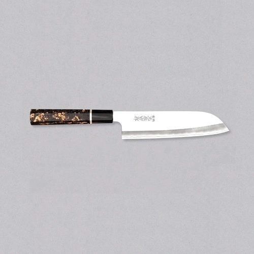 Кухненски нож Yoshida Hamono ZDP-189 Santoku Silver Gold Carbon 180mm ➤ топ цена ➤ sorbe.bg
