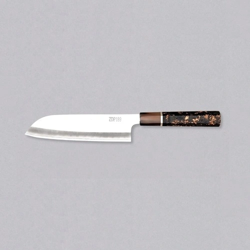 Кухненски нож Yoshida Hamono ZDP-189 Santoku Silver Gold Carbon 180mm ➤ топ цена ➤ sorbe.bg