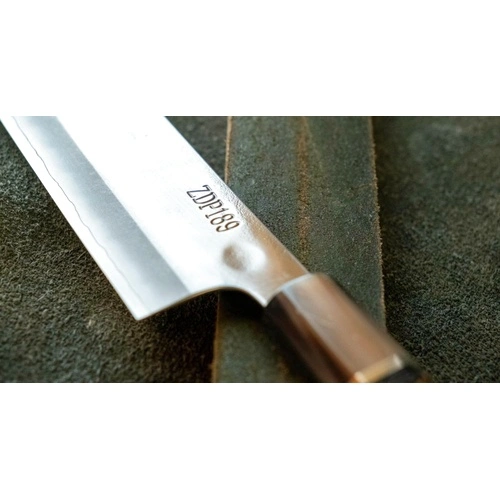 Кухненски нож Yoshida Hamono ZDP-189 Santoku Silver Gold Carbon 180mm ➤ топ цена ➤ sorbe.bg