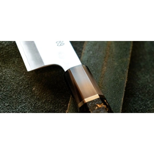 Кухненски нож Yoshida Hamono ZDP-189 Santoku Silver Gold Carbon 180mm ➤ топ цена ➤ sorbe.bg
