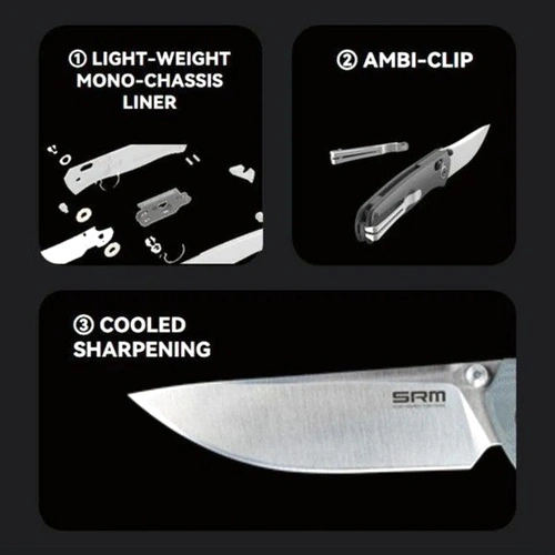 Сгъваем нож SRM 255L-MN - дръжка от Micarta и 10Cr15MoV стомана ➤ топ цена ➤ sorbe.bg