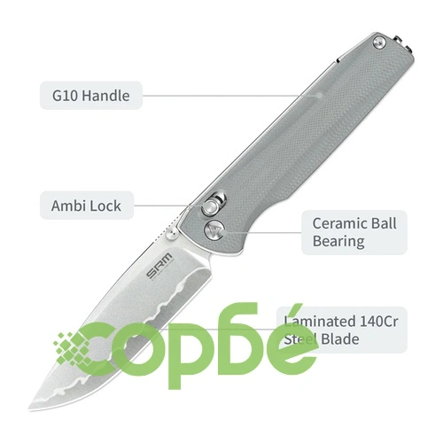 Сгъваем нож SRM 258L-GK2 Terrier - дръжка от G10 и ламинирана 140Cr стомана ➤ топ цена ➤ sorbe.bg