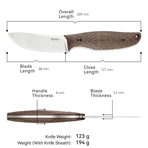 Нож с фиксирано острие SRM Fossa 605T-MW - 14C28N острие и дръжка от Micarta ➤ топ цена ➤ sorbe.bg