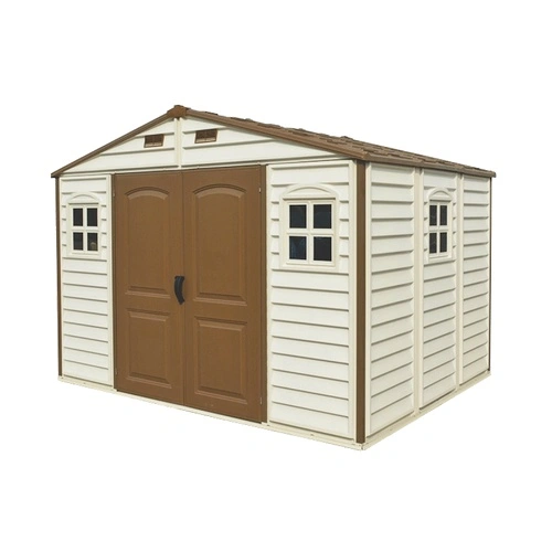 Градинска барака DuraMax WoodSide - винил с подсилена метална конструкция, 325 x 247 x 233 cm ➤ топ цена ➤ sorbe.bg