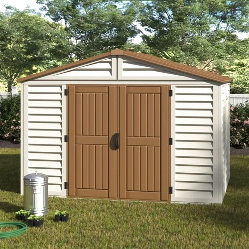 Градинска барака DuraMax WoodBridge Plus - винил с подсилена метална конструкция - 324 x 247 x 233 cm ➤ топ цена ➤ sorbe.bg