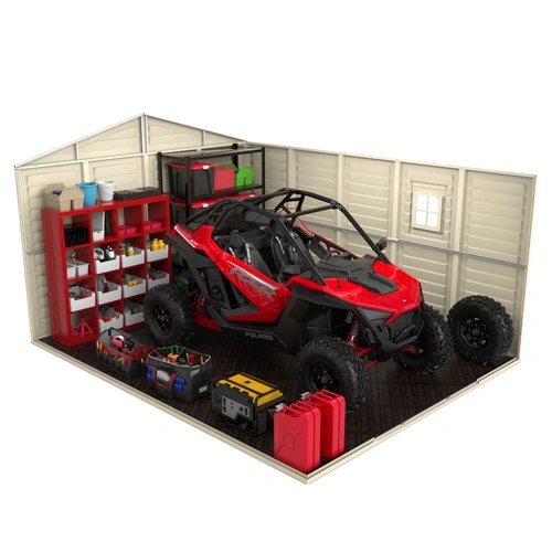 Градинска барака DuraMax WoodBridge Plus - винил с подсилена метална конструкция, 324 x 405 x 233 cm ➤ топ цена ➤ sorbe.bg