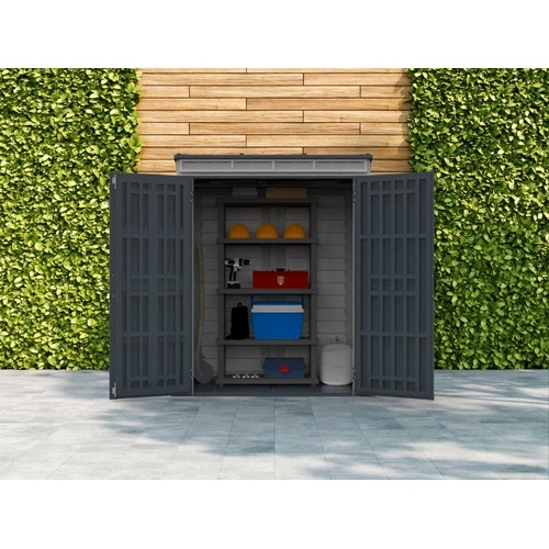 Градинска барака DuraMax YardMate Plus Pent Gray - винил с подсилена метална конструкция, 171 x 92 x 202 cm ➤ топ цена ➤ sorbe.bg