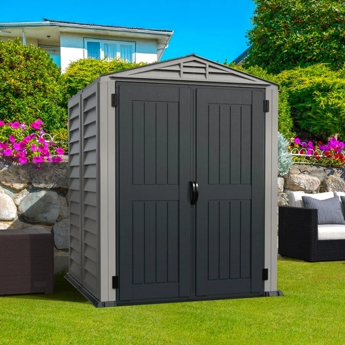 Градинска барака DuraMax YardMate Plus Pent Gray - винил с подсилена метална конструкция, 171 x 171 x 210 cm ➤ топ цена ➤ sorbe.bg